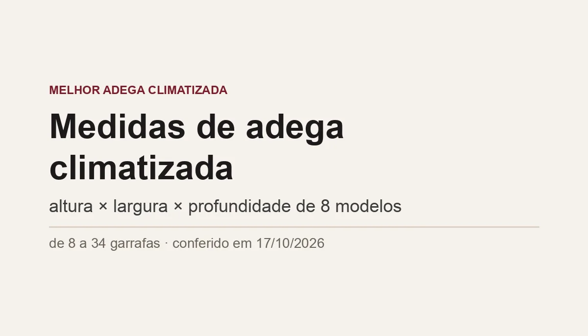 Medidas de Adega Climatizada: Tabela de 8 Modelos (2026)